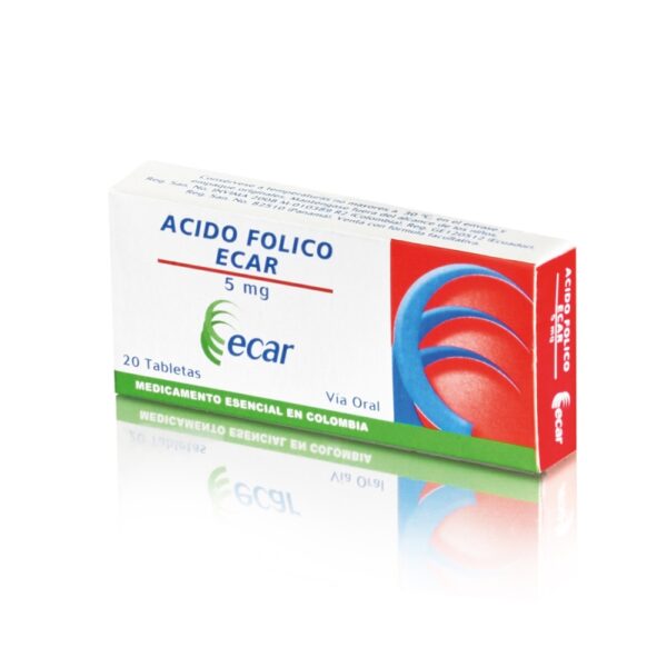 Acido Folico 5 mg 20 Tabletas Ecar