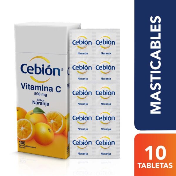 Cebion Masticable Naranja 100 Tabletas Vitamina C