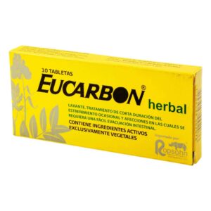 Eucarbon Herbal 10 Tabletas Hojas Senn / Hinojo / Menta / Carbón / Ruibarbo