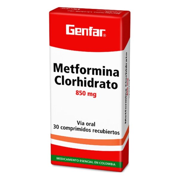 Metformina 850 Mg 30 Tabletas Genfar