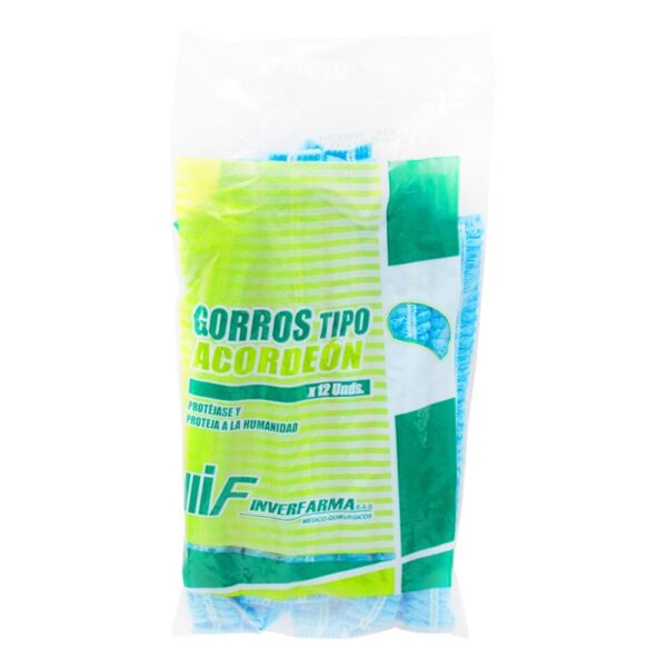 Gorro Acordeon Azul 12 Unidades Inverfarama Gorros Desechables