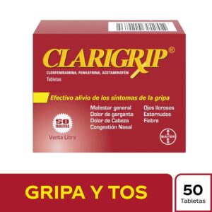 Clarigrip 50 Tabletas Acetaminofen / Clorfeniramina / Fenilefrina