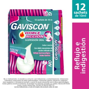 Gaviscon Doble Accion Suspension 10 Ml X 12 Unidades Alginato / Bicarbonato De Sodio /  Calcio