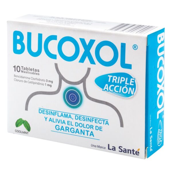 Bucoxol Triple Accion Coolmint 10 Tabletas Bencidamina / Cetilpiridinio