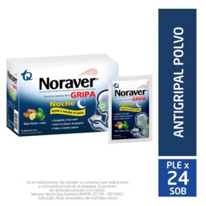 Noraver Gripa Bebida Noche 15 Gr 24 Sobres Acetaminofen / Fenilefrina / Difenhidramina