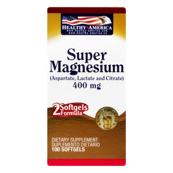 Super Magnesium 400 Mg 100 Softgels Calcio Y Magnesio