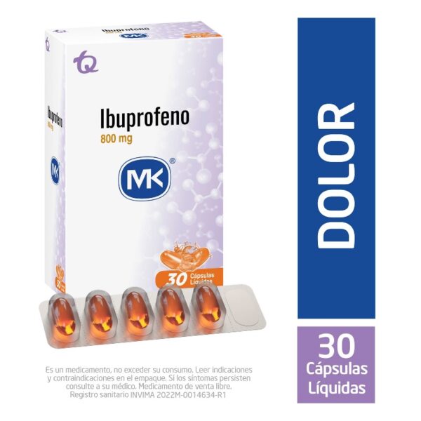 Ibuprofeno 800 Mg 30 Capsulas Blandas Mk