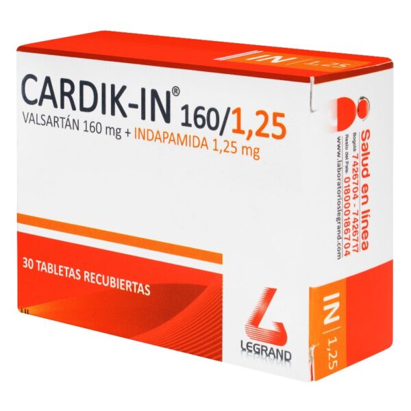 Cardik-In 160/1.25 Mg 30 Tabletas Indapamida / Valsartan
