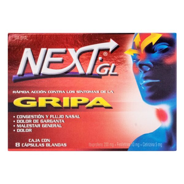 Next Gl Gripa 8 Capsulas Blandas Ibuprofeno / Fenilefrina / Cetirizina