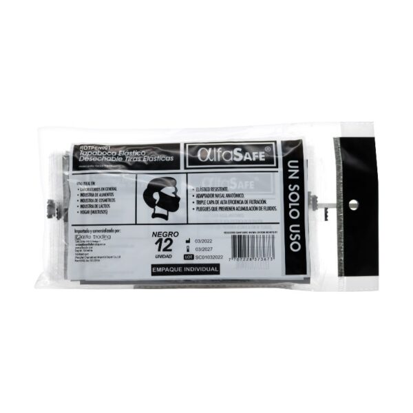 Tapabocas Alfa Safe Negro 12 Unidades