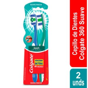Cep.Colgate 360 Cabeza Normal Suave 2X1 Cepillo Dental