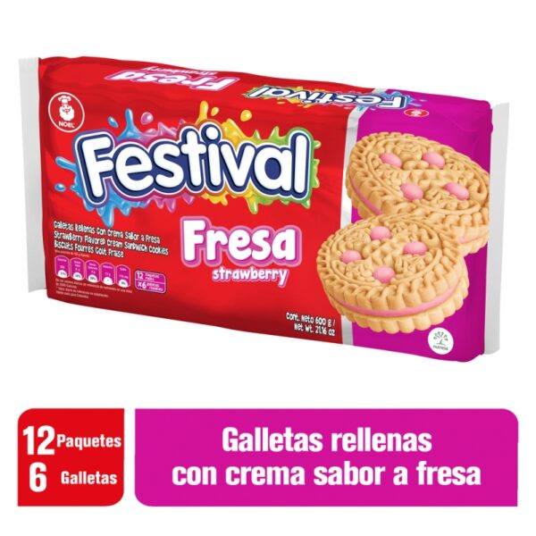 Galletas Festival Fresa 12 Paq.6 Und Galletas