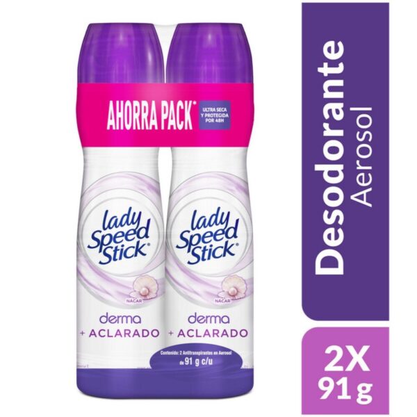 2 Dte.Lady Spray Derma Aclarad.91Gr Pack Desodorante En Spray