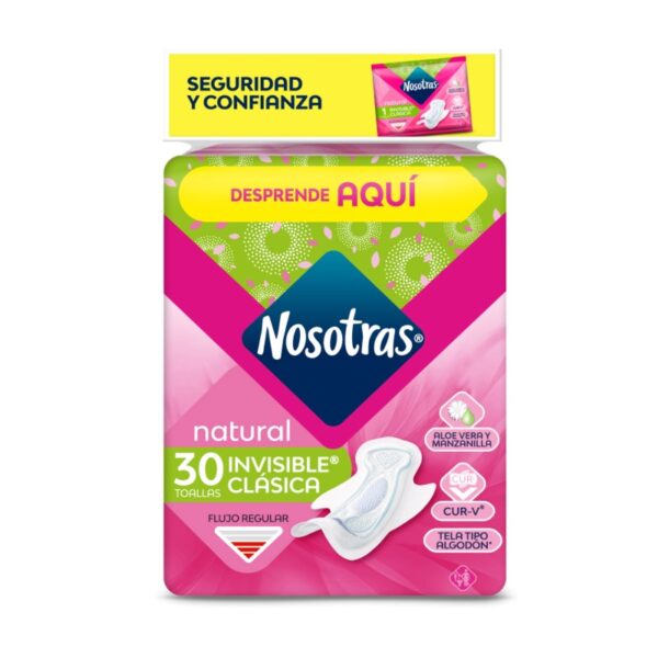 Toallas Nosotras Natural Invisible Clas.Tela 30Und