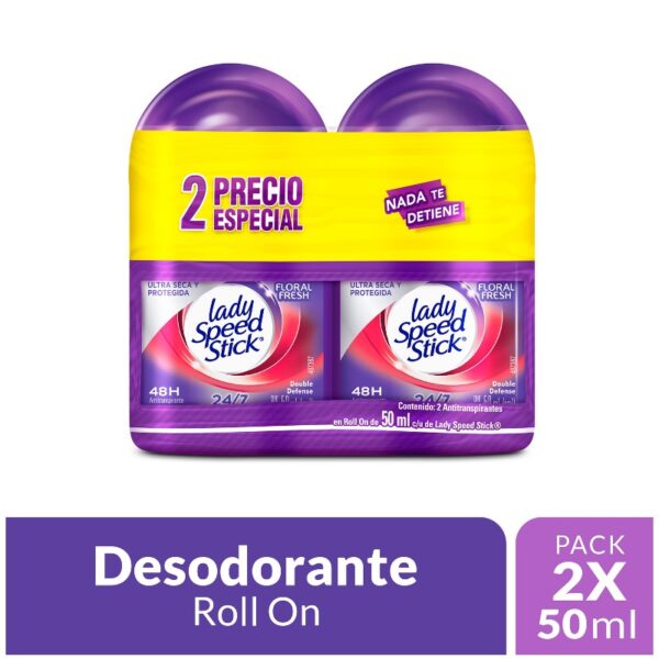 2 Dte Lady Rol.Do.Def.Flo.Fresh 50Ml P.E Desodorante En Rollon