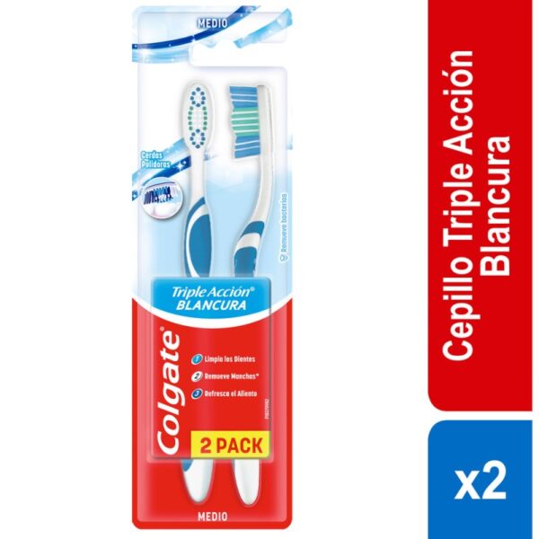2 Cep.Colgate Triple Accion Blancura Pac Cepillo Dental