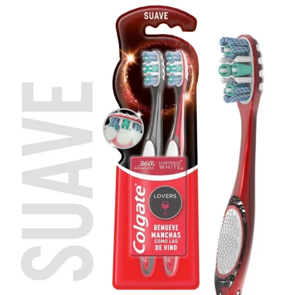 Pack 2 Cepillos Colgate Luminous White Lovers Cafe Cepillo Dental