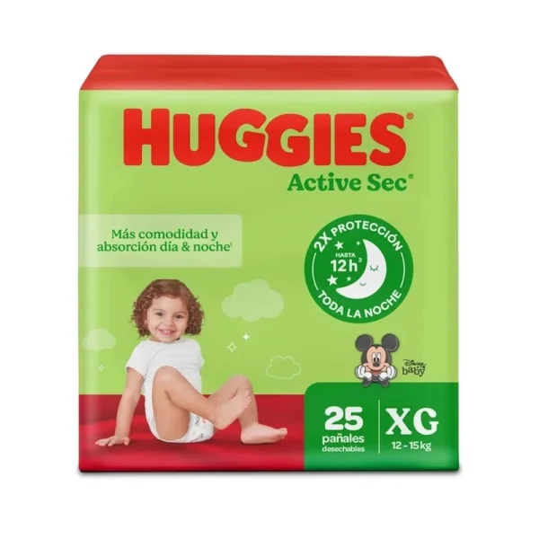 Panales Huggies Active Sec Etapa 4 XG 25 Unds Panales