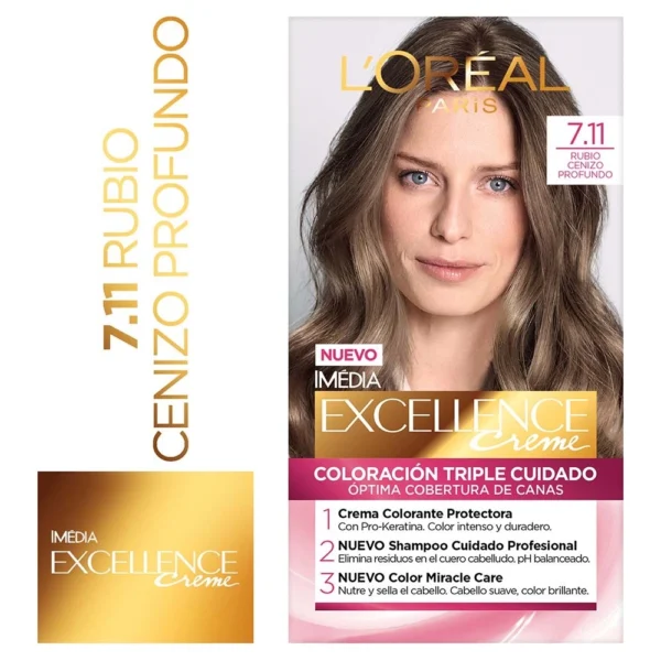 Excellence Creme Kit 7.11 Rubio Ceniza Profundo Tintes