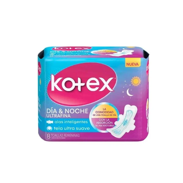 Toallas Higiénicas Kotex Dia Noche Ultrafina 8 Und