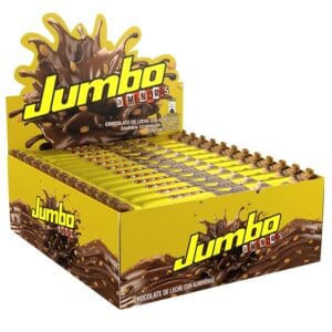 Jumbo chocolate de leche con almendras, 12 barras de 100 g, ideal para disfrutar en cualquier momento.