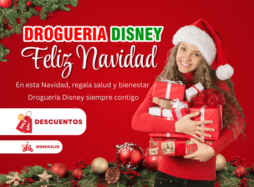 Droguería Disney, productos de salud y bienestar, regalos navideños, descuentos y entrega a domicilio en Colombia.