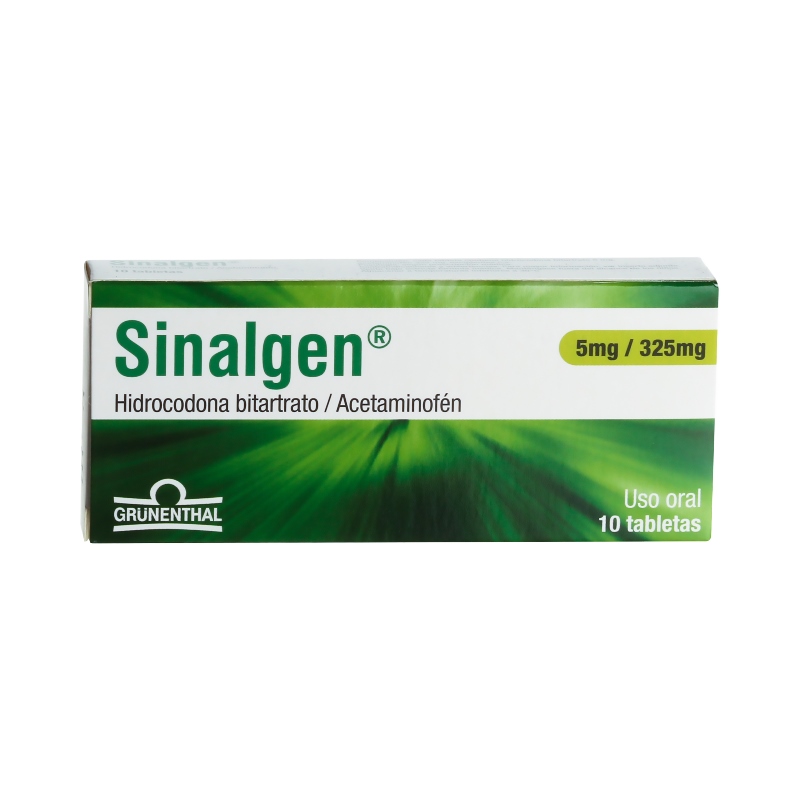 Sinalgen 5/325 Mg 10 Tabletas Bitartrato De Hidrocodona / Acetaminofen