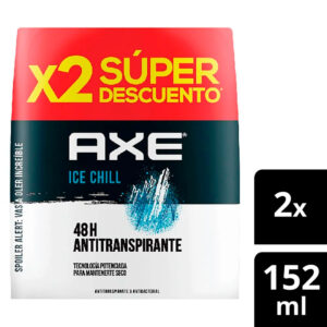 2 Desodorantes Axe Seco Spray Ice Chill 152 Ml Desodorante En Spray