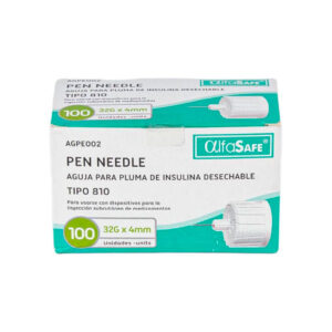 Aguja Para Plumas Insulina 32Gx4Mm Caja de 100Und