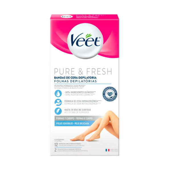 Veet Bandas de Cera Corporal Piel Sensible 12 Unidades